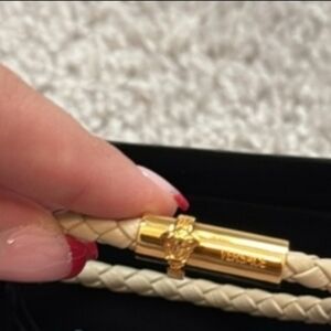 Versace Gold and Cream Braided Bracelet BNWT